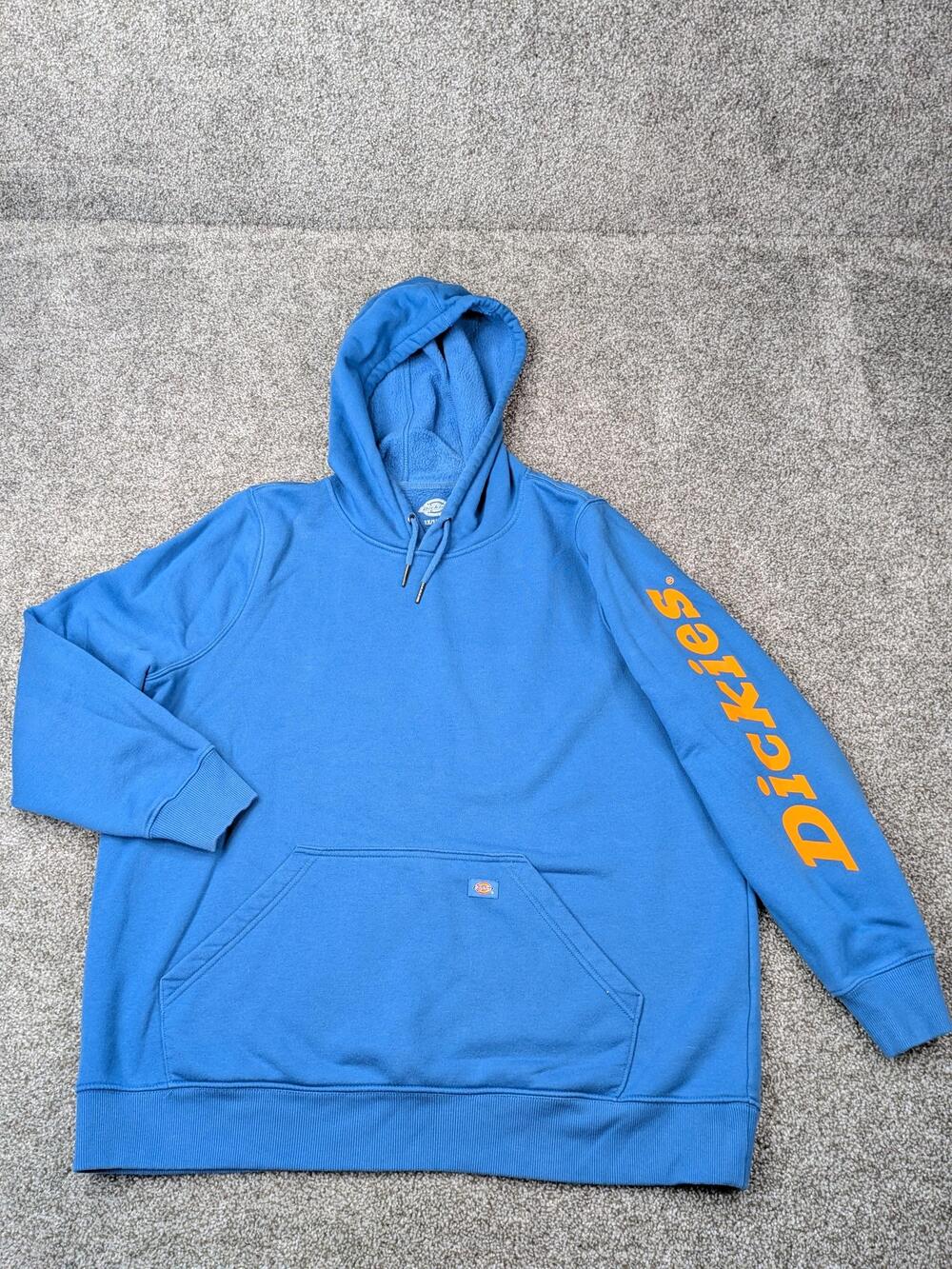 Dickies Hoodie Mens 1X Blue Fleece Pullover Sweatshirt Sleeve Logo Workwear